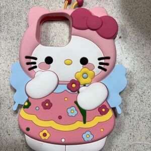Hello Kitty Pink and Blue Floral Silicone Phone Cover